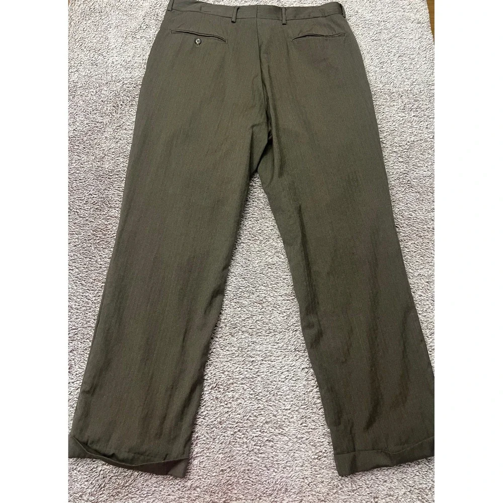 Jos A Bank Executive Collection Mens 36R Wool Brown Herringbone Pleated Pants